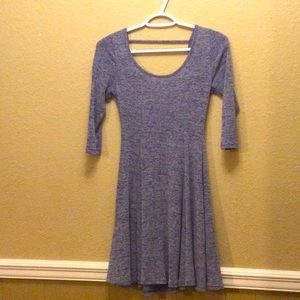 Blue Low Cut Back Fit and Flare Dress